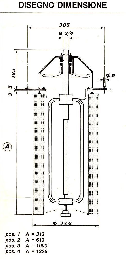 Dimensional drawing of the rotary nozzle