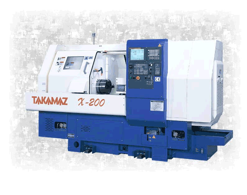 TAKAMAZ X-200 CNC lathe with sub-spindle and 12 stations, all live-tool capable